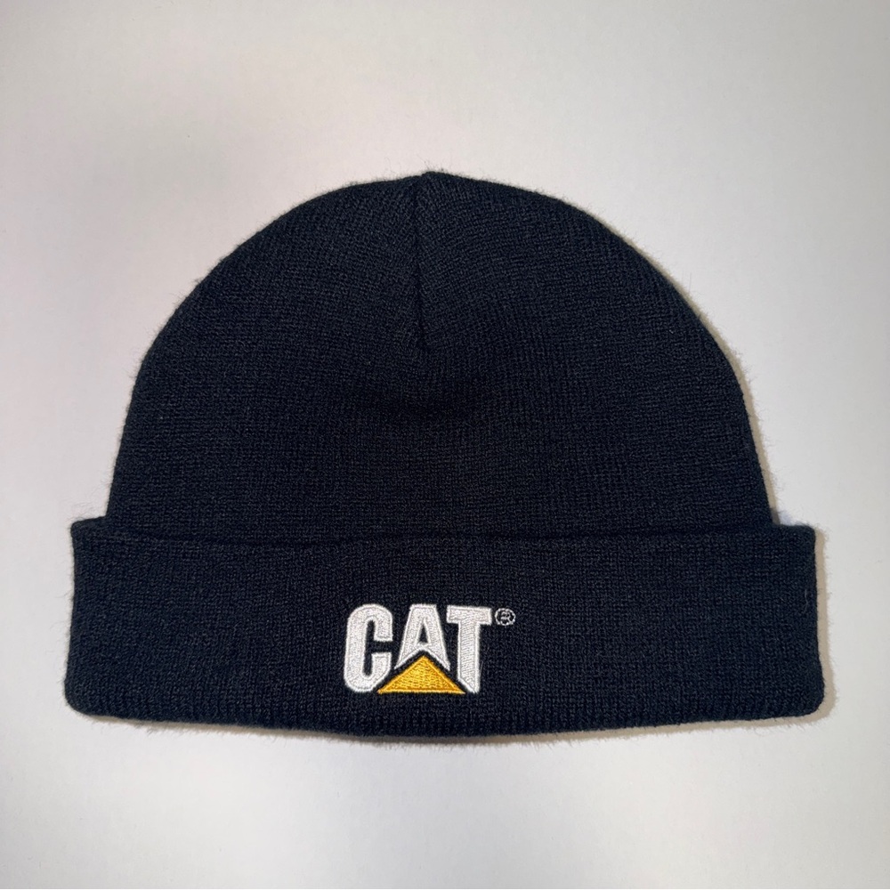 CAT Workwear Black Knit Beanie Hat – Warm Durable Acrylic Cap